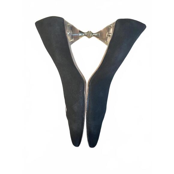 Kate Spade Coco Kitten Heel Black Suede Pumps Decorative Clear Heel Size 8.5 - Picture 8 of 8